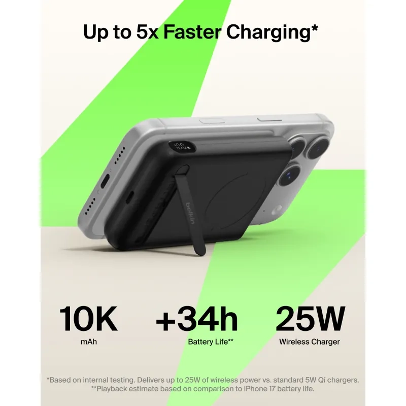 BELKIN UltraCharge Pro 10K 磁吸流動電源 黑色 BPD014fqBK 香港行貨 產品圖