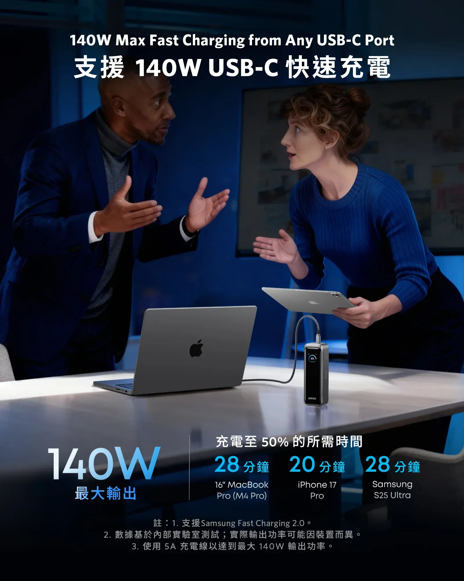 Anker Prime Power Bank A110B (20K, 220W) 140W USB-C PD 20,100mAh 行動電源 [18個月保養]