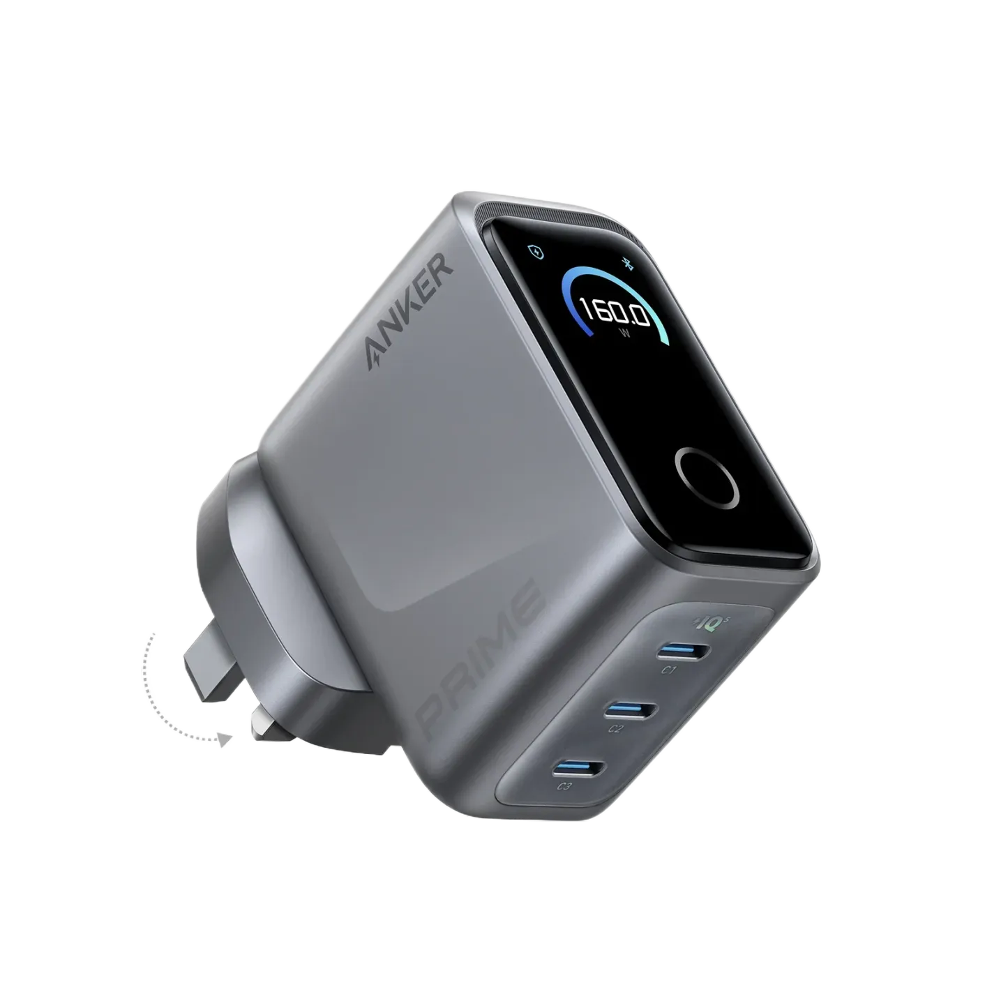 Anker Prime Charger (160W, 3 Ports, Smart Display) 140W USB-C 3輸出牆插充電器 [香港ANKR 18個月保養]
