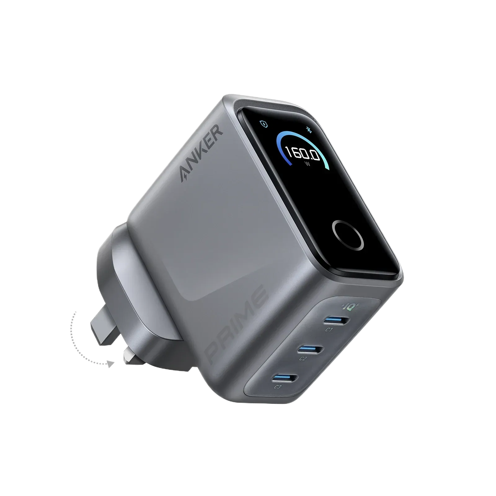 Anker Prime Charger (160W, 3 Ports, Smart Display) 140W USB-C 3輸出牆插充電器 [香港ANKR 18個月保養]