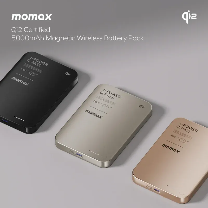 MOMAX 1-Power Q.Pass 5000mAh Qi2 磁吸流動電源 (CCC 認證) [香港行貨]