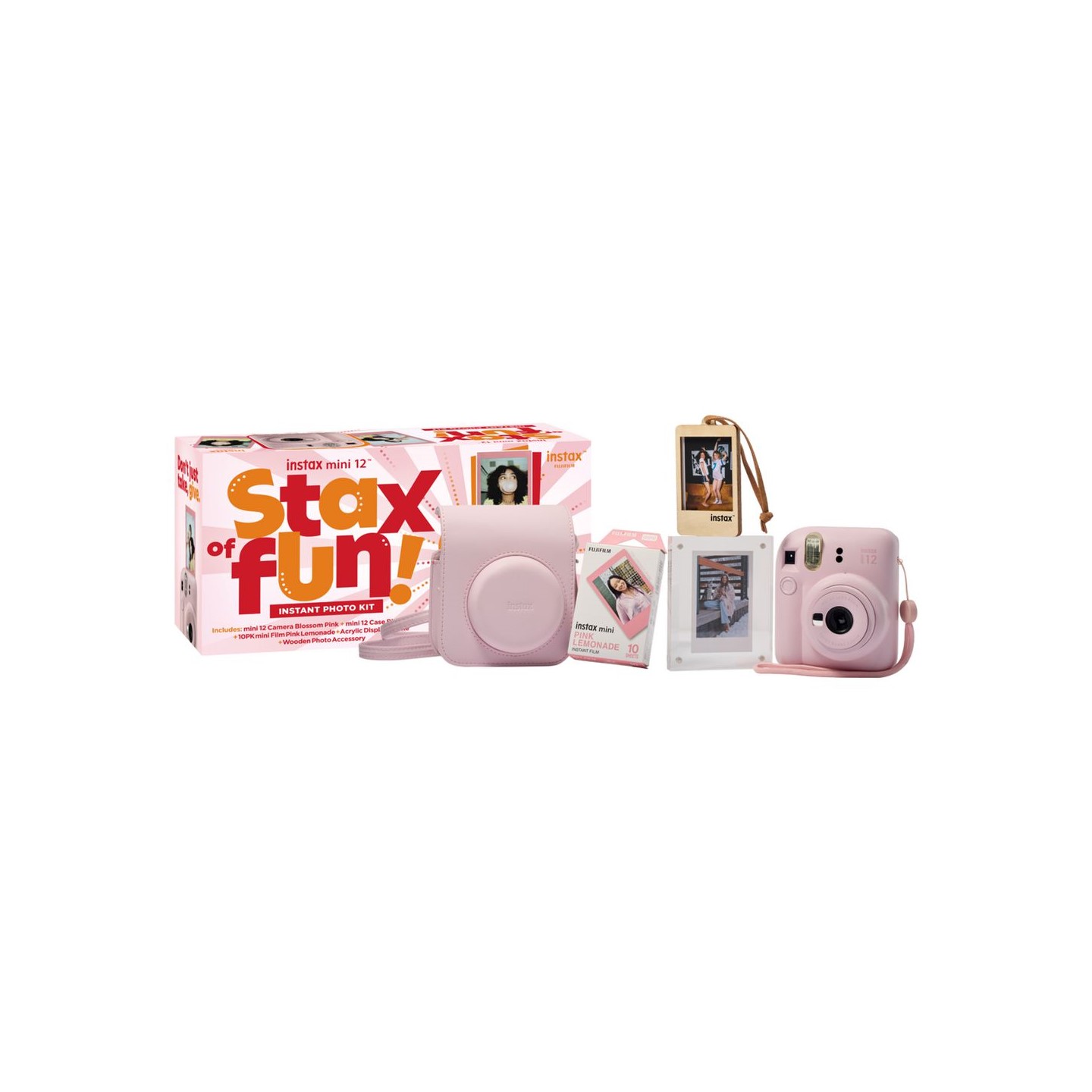 FUJI Instax Mini 12 Stax of Fun Instant Photo Kit (Pink) (White Fim) 平行進口