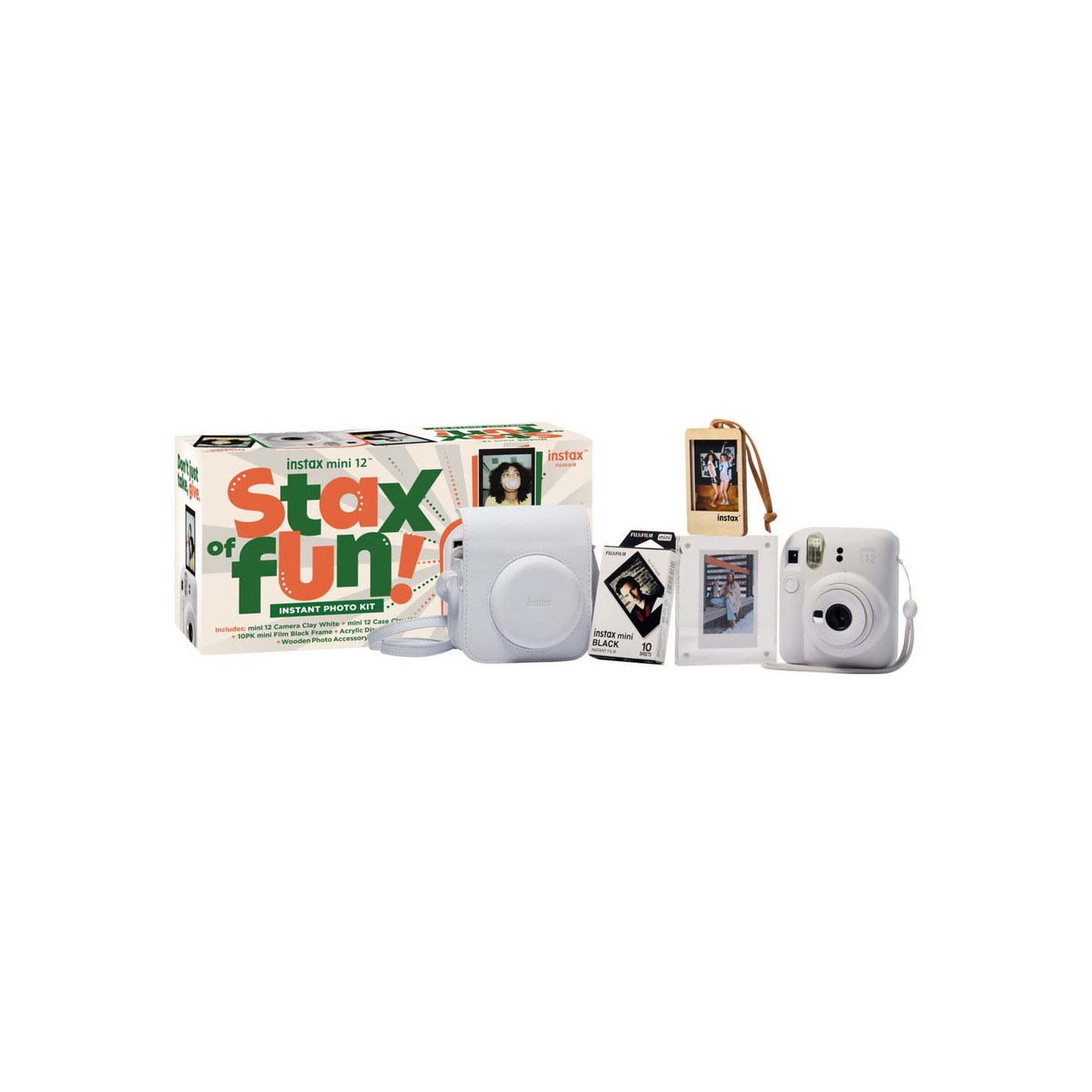 FUJI Instax Mini 12 Stax of Fun Instant Photo Kit (White) (White Film) 平行進口