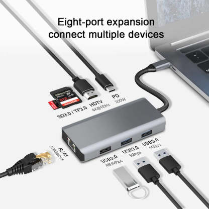 DIGIBAL 8 in 1 100WPD USB 3.0 HDMI 4K@60HZ多功能集線器 [香港行貨]-DIGIBAL ONLINE