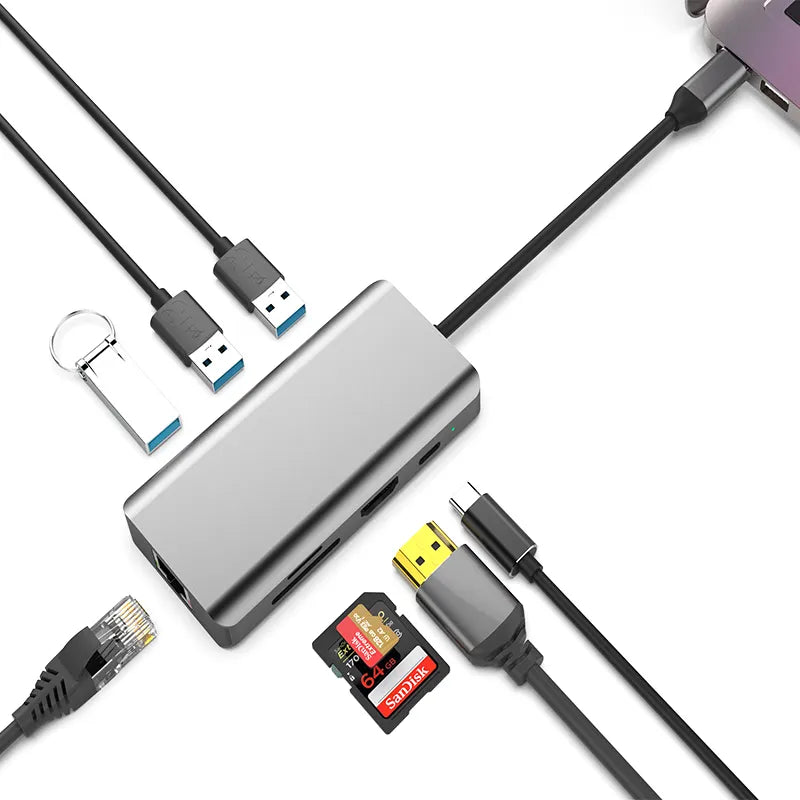 DIGIBAL 8 in 1 100WPD USB 3.0 HDMI 4K@60HZ多功能集線器 [香港行貨]-DIGIBAL ONLINE