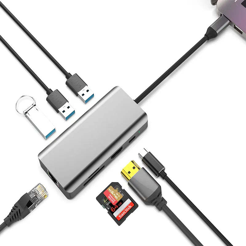 DIGIBAL 8 in 1 100WPD USB 3.0 HDMI 4K@60HZ多功能集線器 [香港行貨]-DIGIBAL ONLINE