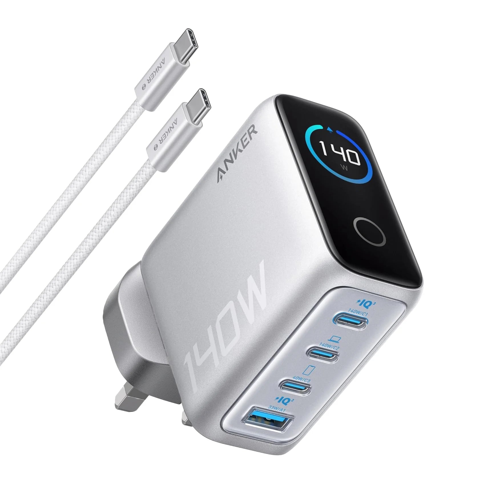 Anker Charger (140W, 4-Port, PD 3.1) with USB-C Cable B2697 [香港行貨 18個月保養]-DIGIBAL ONLINE