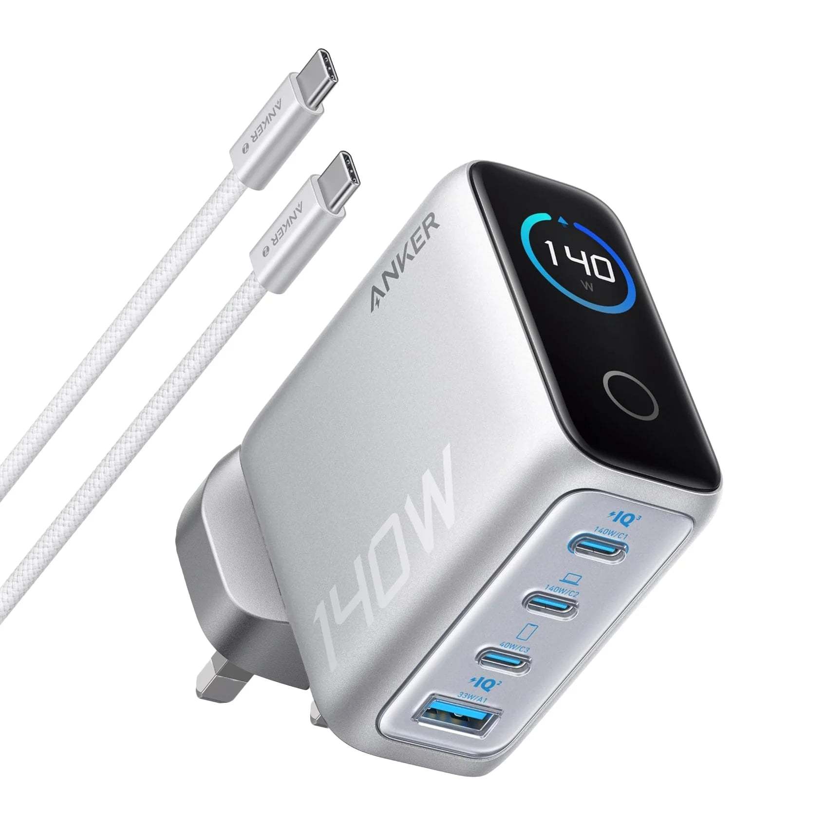 Anker Charger (140W, 4-Port, PD 3.1) with USB-C Cable B2697 [香港行貨 18個月保養]-DIGIBAL ONLINE