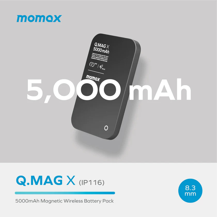 MOMAX Q.Mag X 5000mAh超薄磁吸流動電源 IP116 [香港行貨] (CCC 認證)-DIGIBAL ONLINE