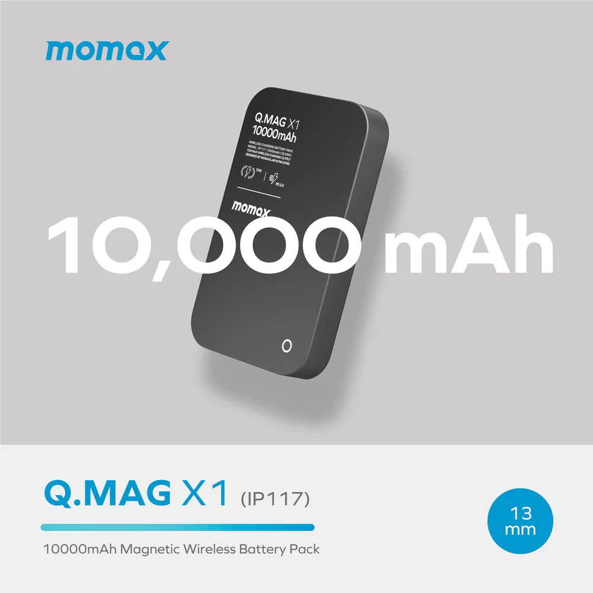 MOMAX Q.Mag X1 10000mAh超薄磁吸流動電源  [2年保養] (CCC 認證)-DIGIBAL ONLINE
