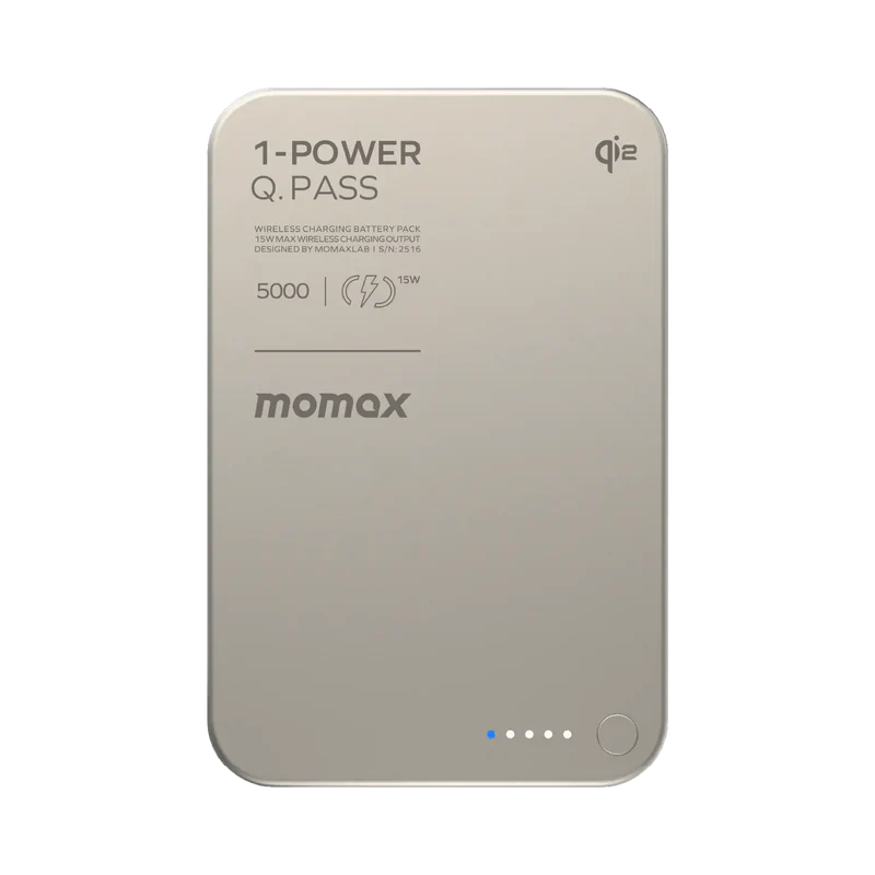 MOMAX 1-Power Q.Pass 5000mAh Qi2 磁吸流動電源 (CCC 認證) [香港行貨]