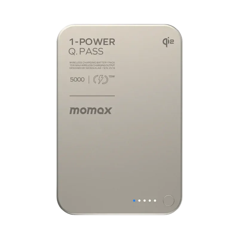 MOMAX 1-Power Q.Pass 5000mAh Qi2 磁吸流動電源 (CCC 認證) [香港行貨]