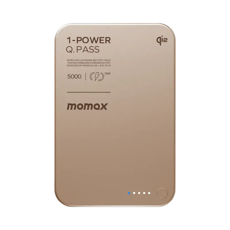 MOMAX 1-Power Q.Pass 5000mAh Qi2 磁吸流動電源 (CCC 認證) [香港行貨]