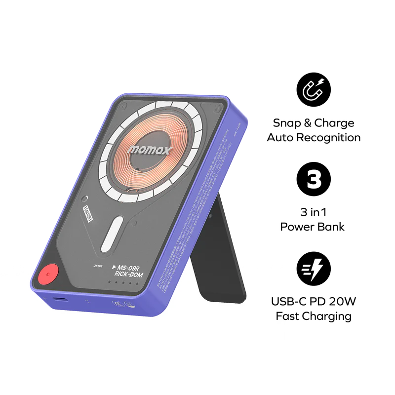 Momax x Gundam 1-Power X Pro 10000mAh 3 in 1 磁吸流動電源 (大魔) IP132GDU [香港行貨]-DIGIBAL ONLINE