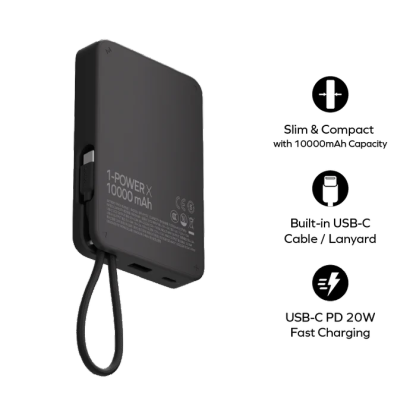 MOMAX 1-Power X 10000mAh 內置USB-C線移動電源 [香港行貨]-DIGIBAL ONLINE