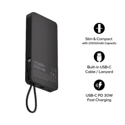 MOMAX 1-Power X 20000mAh 內置USB-C線移動電源 [香港行貨]-DIGIBAL ONLINE