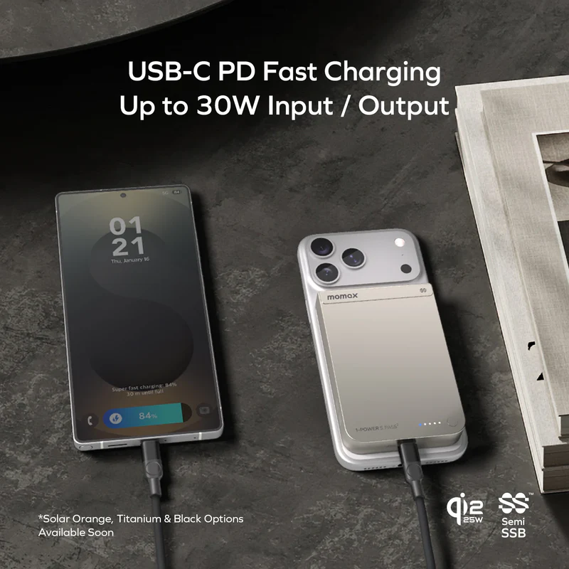 MOMAX 1-Power S.Pass² 10000mAh 半固態磁吸流動電源 (CCC 認證) [香港行貨]
