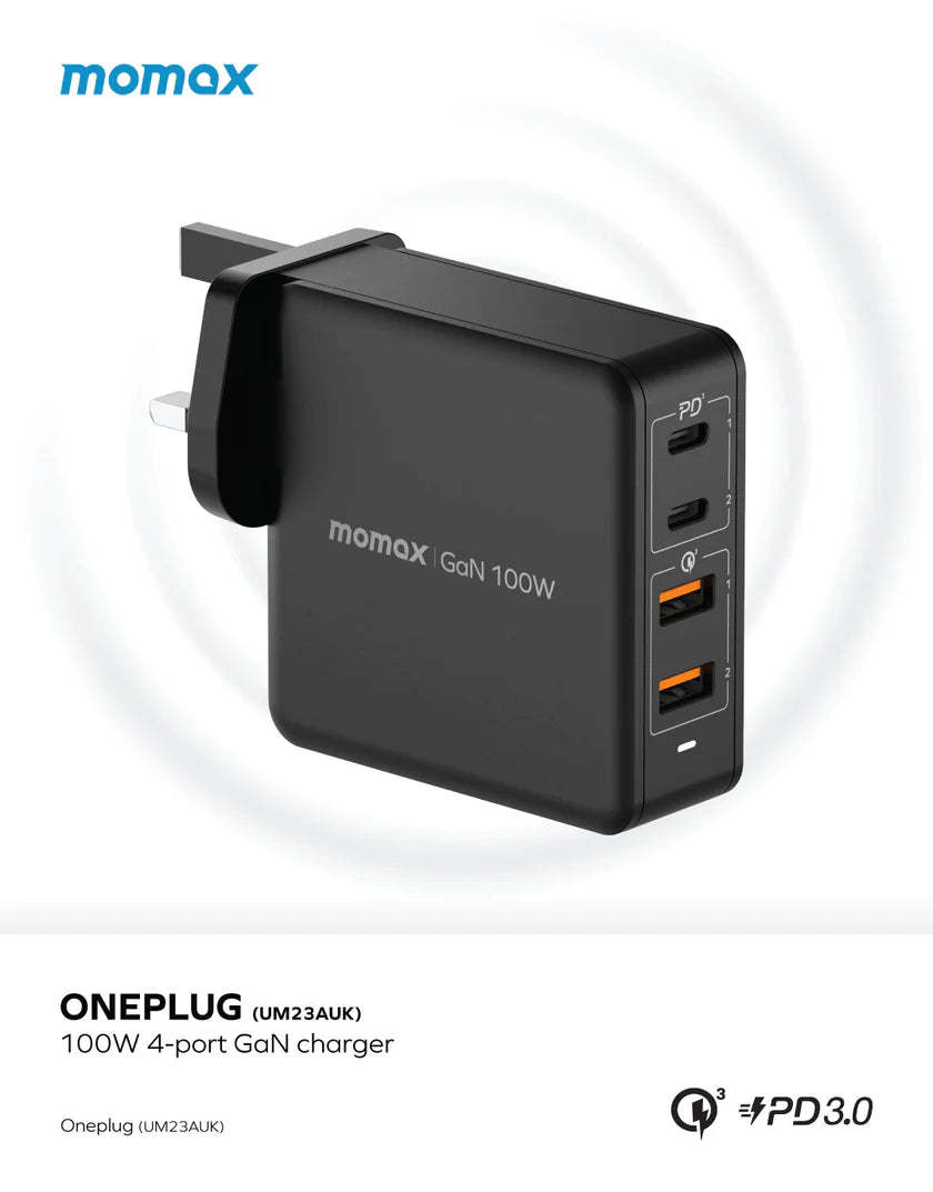 MOMAX ONE PLUG GaN 100W 四輸出快速充電器 [香港行貨]-DIGIBAL ONLINE