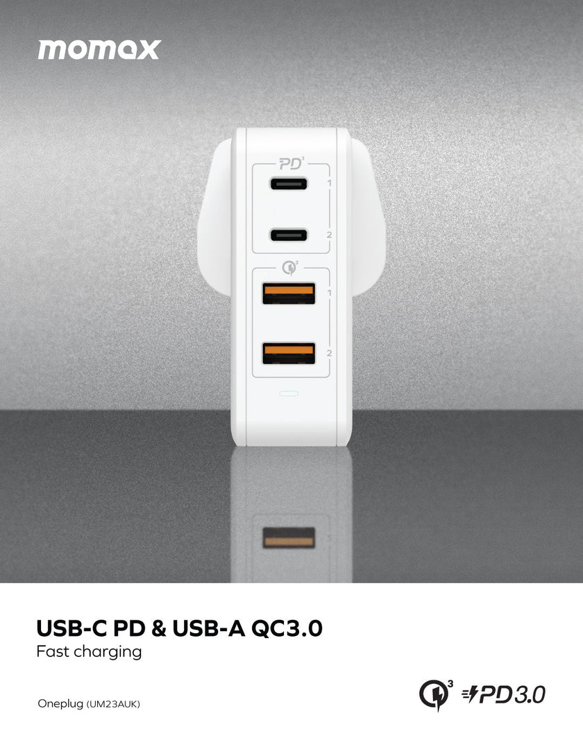 MOMAX ONE PLUG GaN 100W 四輸出快速充電器 [香港行貨]-DIGIBAL ONLINE