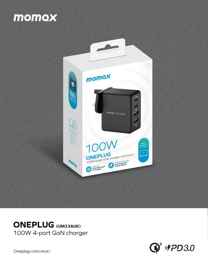 MOMAX ONE PLUG GaN 100W 四輸出快速充電器 [香港行貨]-DIGIBAL ONLINE