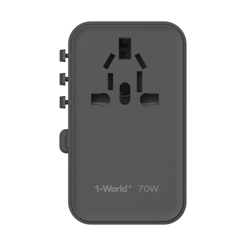MOMAX 1-World+ 70W GaN 3插口及內置伸縮USB-C充電線旅行插座 [二年保養]-DIGIBAL ONLINE