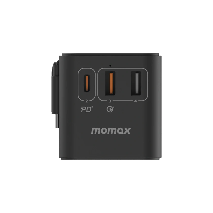 MOMAX 1-World+ 70W GaN 3插口及內置伸縮USB-C充電線旅行插座 [二年保養]-DIGIBAL ONLINE