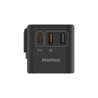 MOMAX 1-World+ 70W GaN 3插口及內置伸縮USB-C充電線旅行插座 [二年保養]-DIGIBAL ONLINE