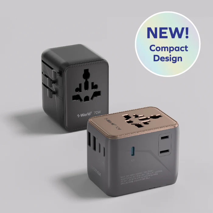MOMAX 1-WORLD² 70W 雙 AC 五 USB GaN 全球轉換插座 [香港行貨]-DIGIBAL ONLINE