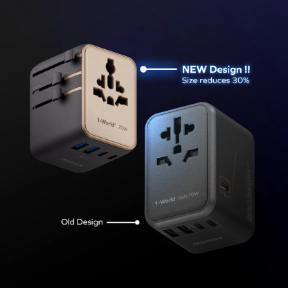 MOMAX 1-WORLD² 70W 雙 AC 五 USB GaN 全球轉換插座 [香港行貨]-DIGIBAL ONLINE