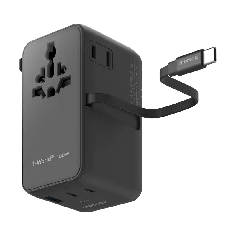 Momax 1-World²⁺ 100W 伸縮充電線四接口旅行充電插座 UA25 [香港行貨]