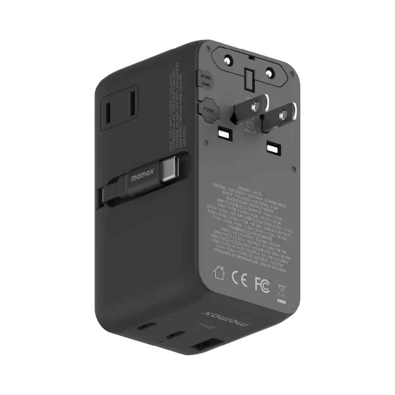 Momax 1-World²⁺ 100W 伸縮充電線四接口旅行充電插座 UA25 [香港行貨]