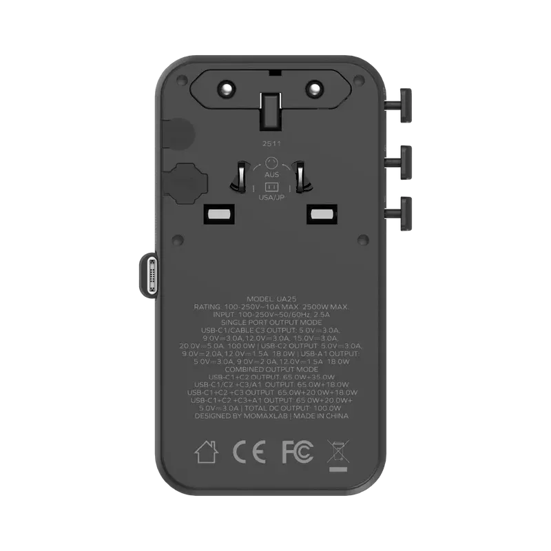 Momax 1-World²⁺ 100W 伸縮充電線四接口旅行充電插座 UA25 [香港行貨]
