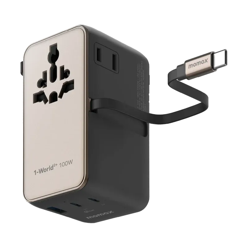 Momax 1-World²⁺ 100W 伸縮充電線四接口旅行充電插座 UA25 [香港行貨]