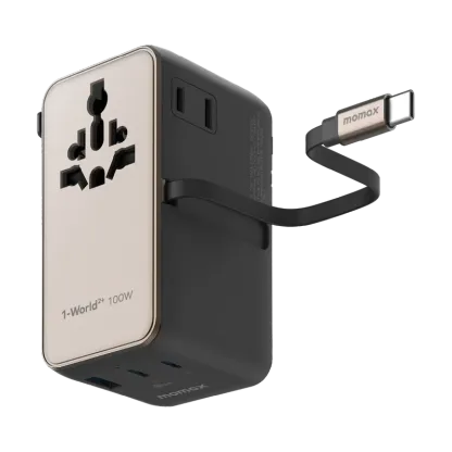 Momax 1-World²⁺ 100W 伸縮充電線四接口旅行充電插座 UA25 [香港行貨]