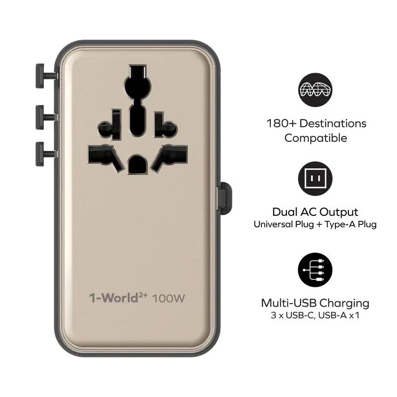 Momax 1-World²⁺ 100W 伸縮充電線四接口旅行充電插座 UA25 [香港行貨]