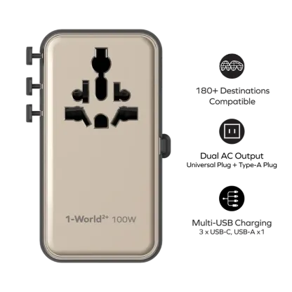 Momax 1-World²⁺ 100W 伸縮充電線四接口旅行充電插座 UA25 [香港行貨]