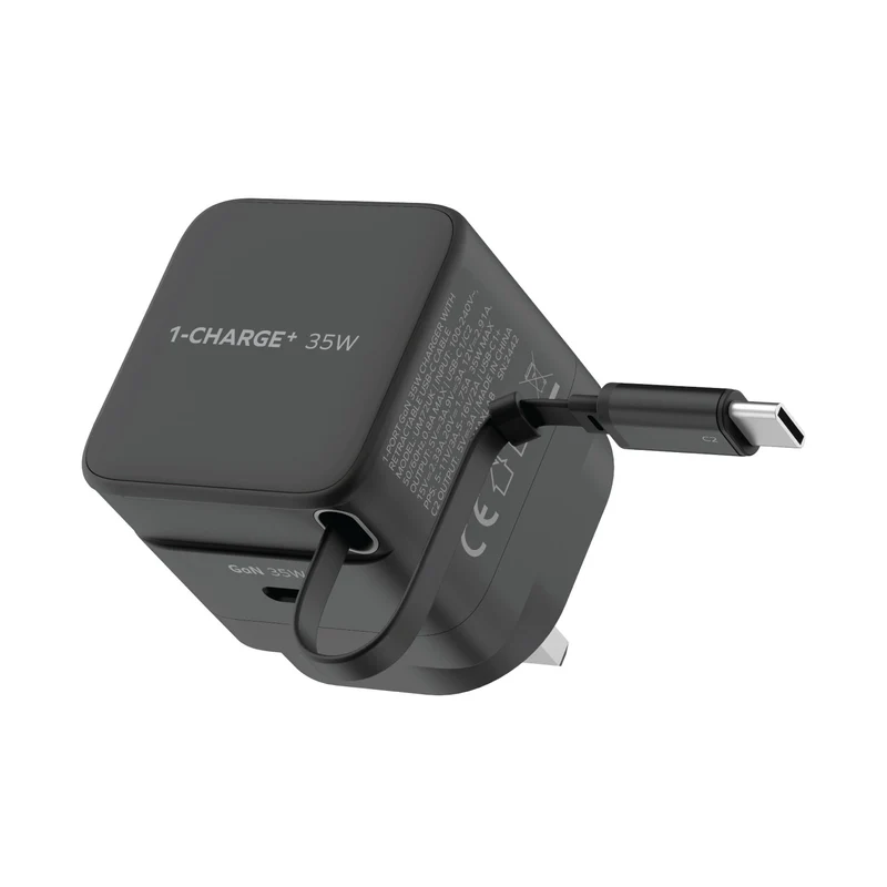 MOMAX 1-CHARGE+ 1 連接埠 GaN 35W 充電器，附可伸縮 USB-C線 [香港行貨]-DIGIBAL ONLINE