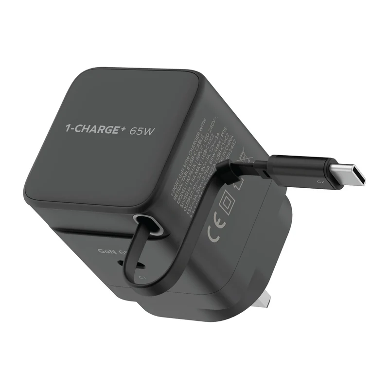 MOMAX 1-CHARGE+ 1 連接埠 GaN 65W 充電器，附可伸縮 USB-C線 [香港行貨]-DIGIBAL ONLINE