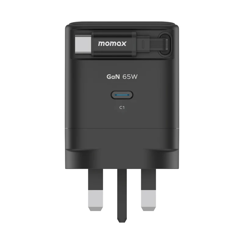MOMAX 1-CHARGE+ 1 連接埠 GaN 65W 充電器，附可伸縮 USB-C線 [香港行貨]-DIGIBAL ONLINE