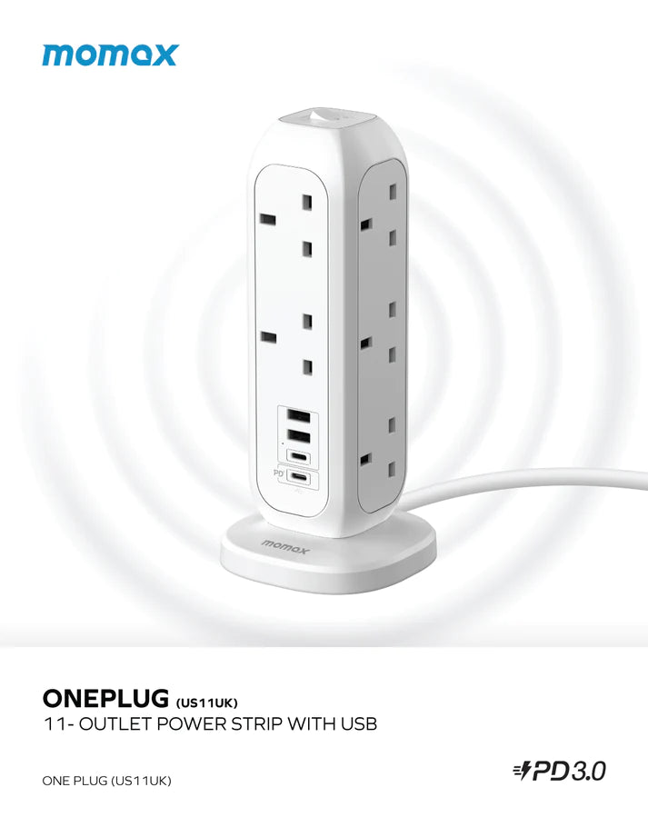 MOMAX ONEPLUG PD20W 2A2C 11位直立拖板 [香港行貨]-DIGIBAL ONLINE
