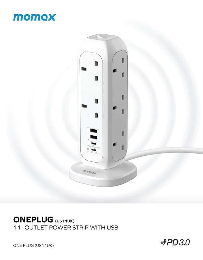 MOMAX ONEPLUG PD20W 2A2C 11位直立拖板 [香港行貨]-DIGIBAL ONLINE