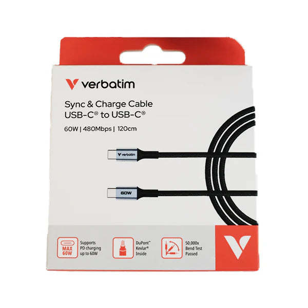 VERBATIM SYNC & CHARGE USB C TO USB C 60W 120 CM (31845)【原裝行貨】-DIGIBAL ONLINE
