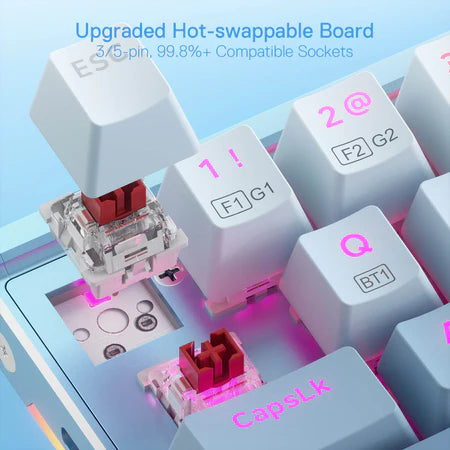 Redragon K641 68 Keys Aluminum RGB 機械電競鍵盤 - 鋁合金框架/藍+白漸變色鍵  - 紅軸[ 一年保養]-DIGIBAL ONLINE