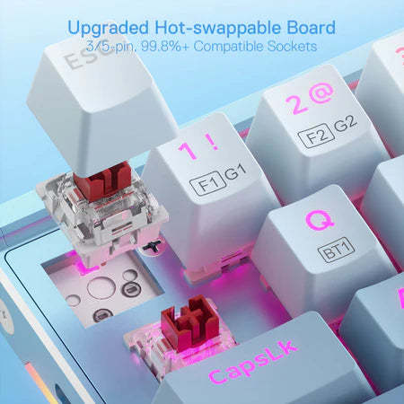 Redragon K641 68 Keys Aluminum RGB 機械電競鍵盤 - 鋁合金框架/藍+白漸變色鍵  - 紅軸[ 一年保養]-DIGIBAL ONLINE