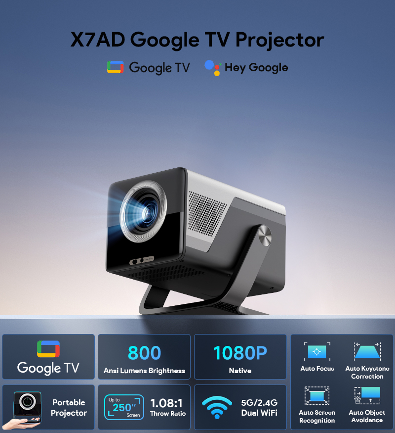 HOTACK X DIGIBAL X7AD 800ANSI GOOGLE TV 360-degree rotation