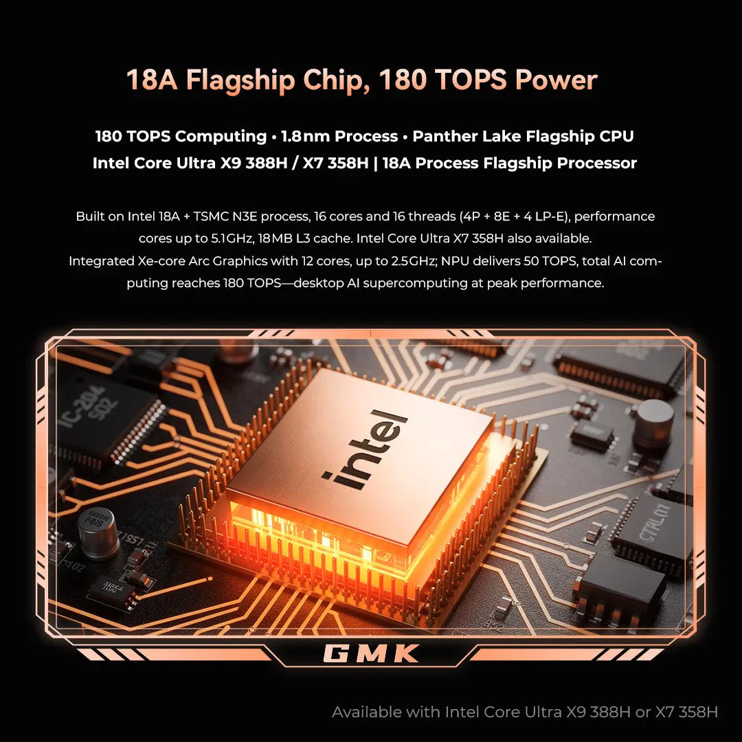 GMKTEC EVO-T2 Intel Core Ultra X7 Processor 358H, 16 cores AI mini computer (CS-GEVOT2S) [Hong Kong genuine product]