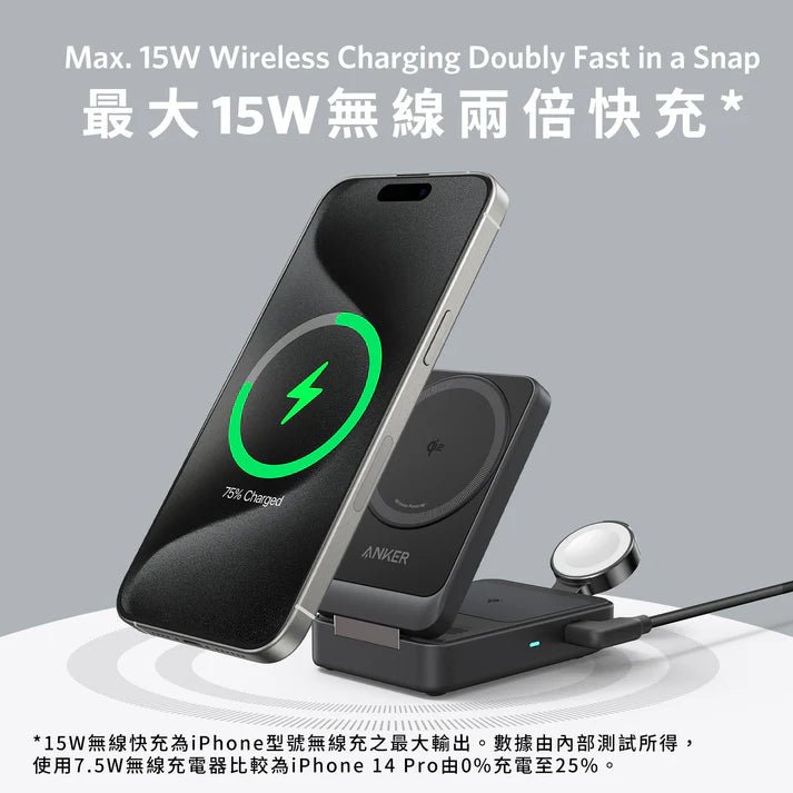 Anker MagGo Wireless Charging Station (15W, Foldable 3 - in - 1) 三合一充電器 [香港行貨] - DIGIBAL ONLINE7