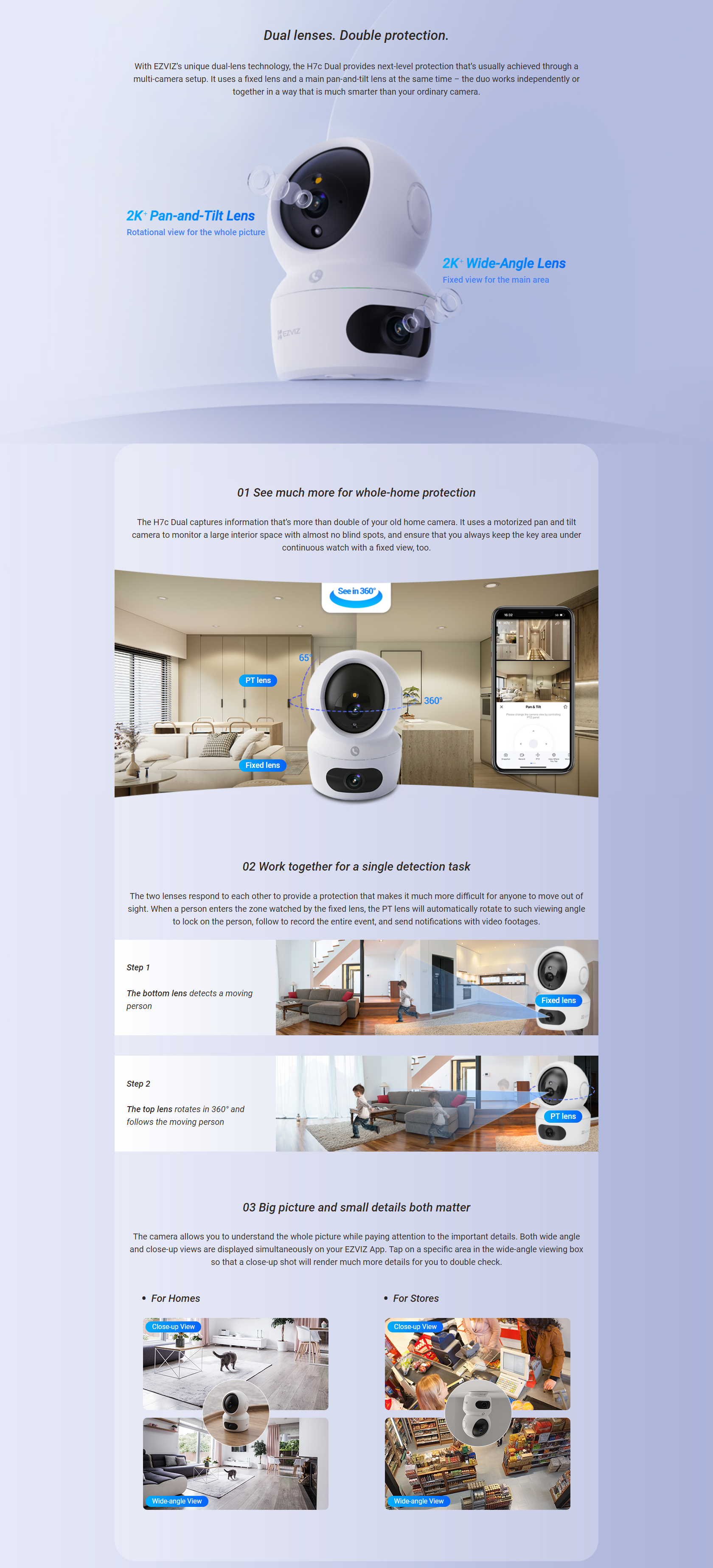 EZVIZ H7C Dual                     DUAL LENS 360° 雲台智能攝錄機（CS-H7C-R100-8G44WF）[香港行貨]