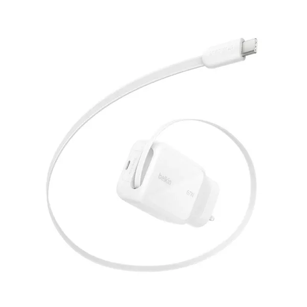 BELKIN UltraCharge 67W 可伸縮 GaN 牆身充電器 WCH022myWH 香港行貨