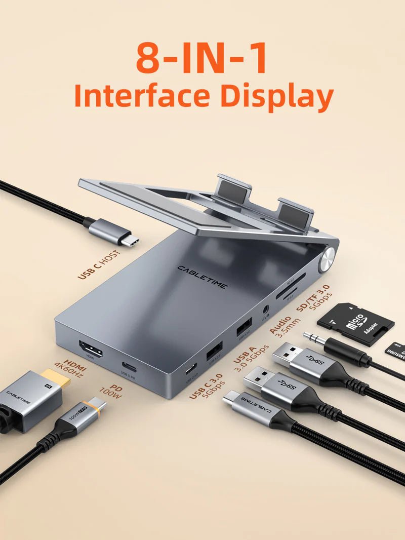 CABLETIME 8 IN 1 USB C Hub With Foldable Stand [2年香港保養] - DIGIBAL ONLINE2
